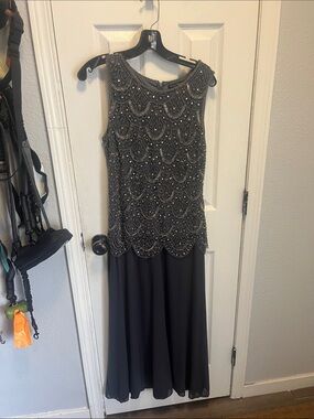 Pisarro Nights | Dresses | Pisarro Nights Beaded Mesh Midi Cocktail Dress  Smoke Size 2 New